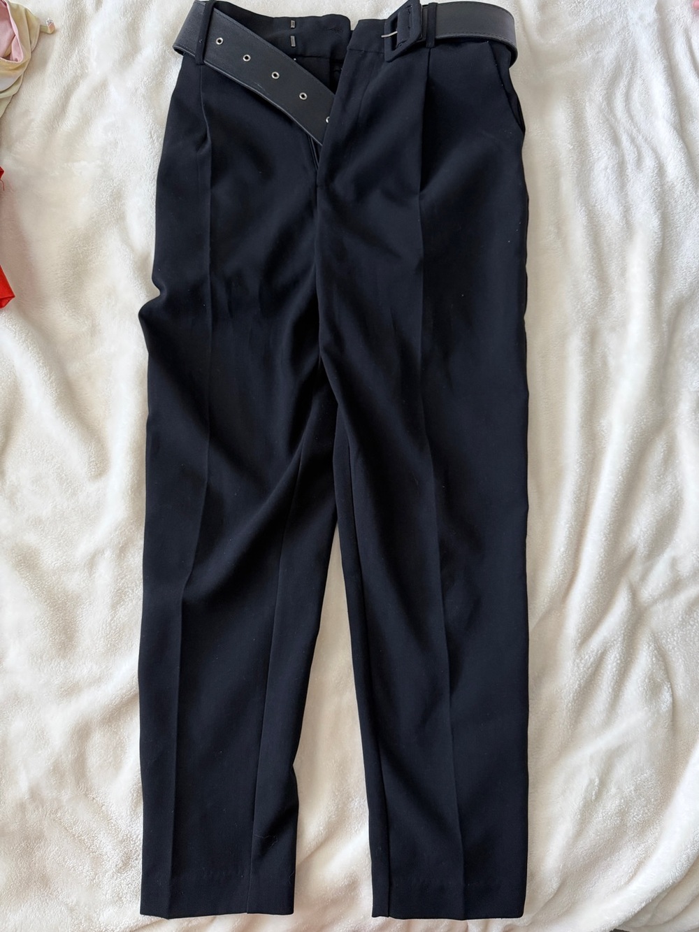 Forever 21 Black High-Waist Trousers with Attached Belt